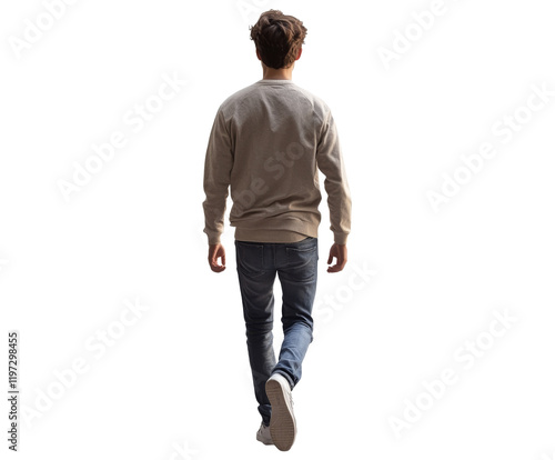 Man Walking Away - Back View - Casual Style , isolated on white background PNG