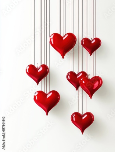 Happy valentine's day, funny hearts hanging on white background