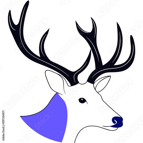    An elegant and unique  Deer Head silhouette vector illustration on white background. photo