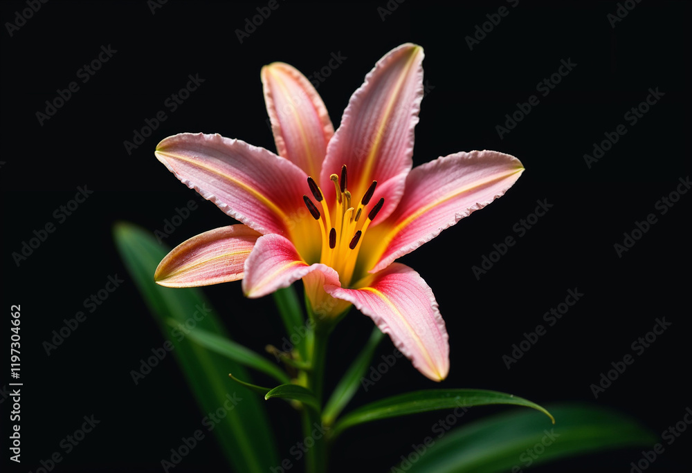 Fototapeta premium pink lily isolated on black