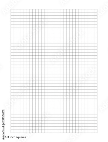 Graph Paper quarter inch squares printable template A4 notebook format. Graph gray grid for college, journals, diary or math engineering grid line printable.