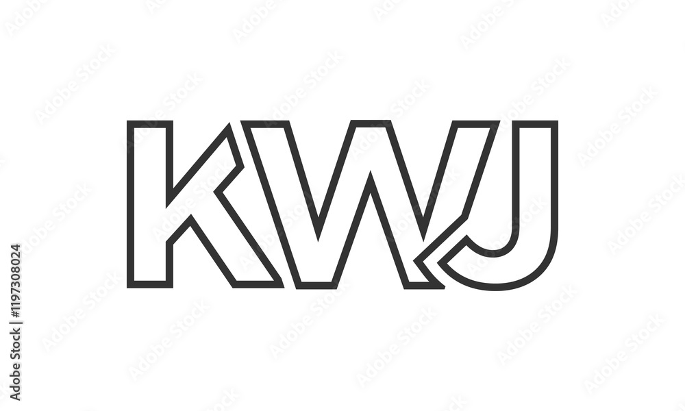 KWJ logo design template with strong and modern bold text. Initial based vector logotype featuring simple and minimal typography. Trendy company identity. KWJ logo design template with strong and modern bold text. Initial based vector logotype featuring simple and minimal typography. Trendy company identity.