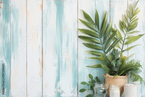 A rustic, aged wallpaper with faded botanical prints and slight peeling around the edges, evoking a nostalgic feel photo