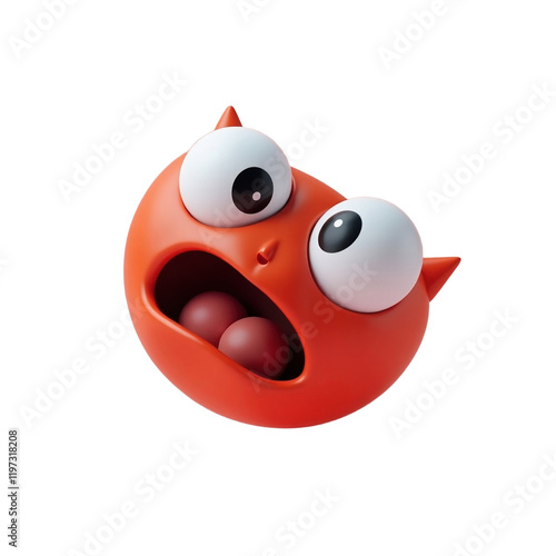 playful cartoon character with wide eyes and open mouth photo