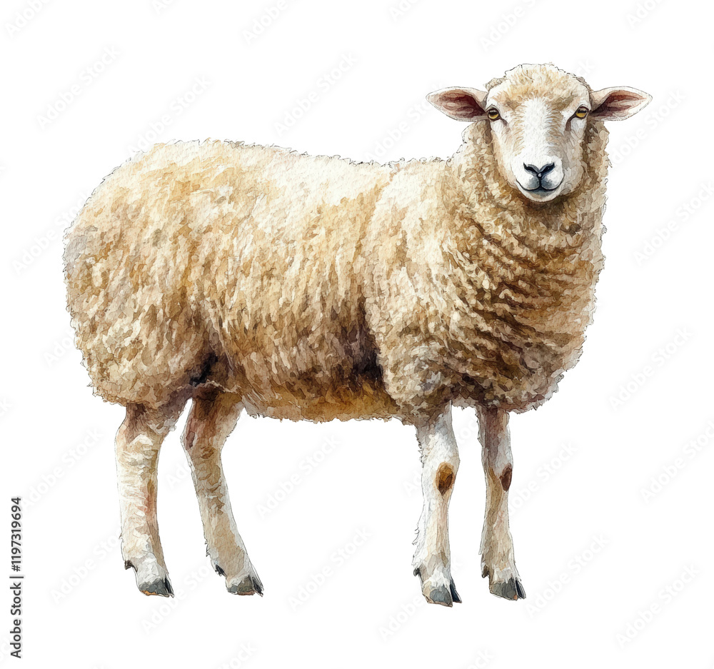 Closeup of a watercolor sheep studio high fidelity detail artistic concept isolated on transparent background png Closeup of a watercolor sheep studio high fidelity detail artistic concept isolated on transparent background png