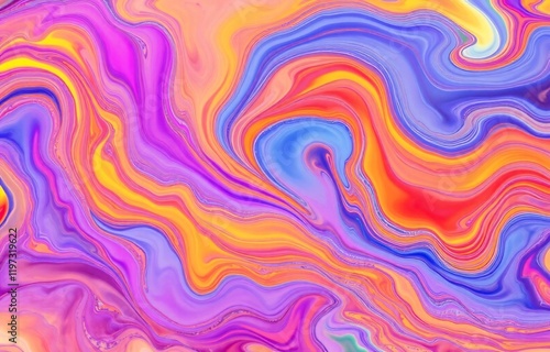 Colorful Abstract Rainbow Fluid Art with Swirling Marbled Texture and Vibrant Liquid Shapes for Creative Design Projects