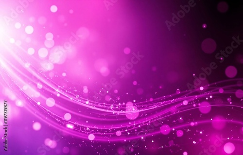 Vibrant Abstract Background of Pink and Purple Light Waves with Sparkling Particles and Bokeh Effect, Perfect for Futuristic, Ethereal, and Dreamy Designs