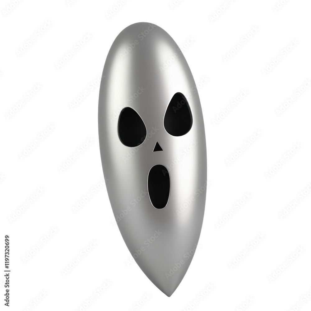 3d-rendered silver teardrop mask with cut-out facial features 3d-rendered silver teardrop mask with cut-out facial features