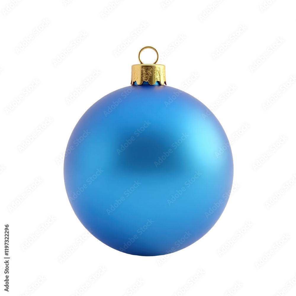 classic matte blue christmas ball ornament with a golden top. classic matte blue christmas ball ornament with a golden top.