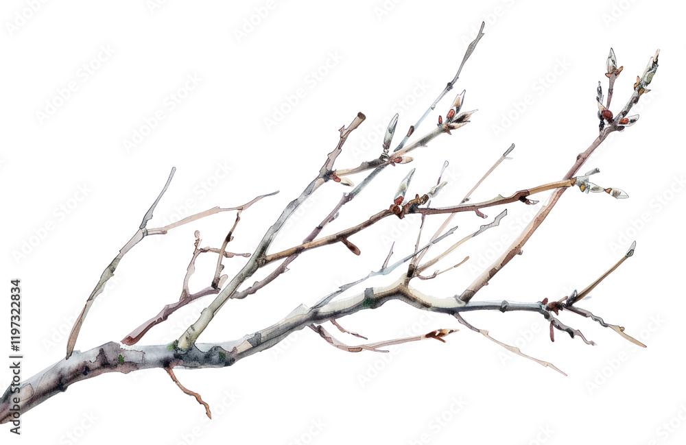 PNG Delicate budding tree branch illustration PNG Delicate budding tree branch illustration