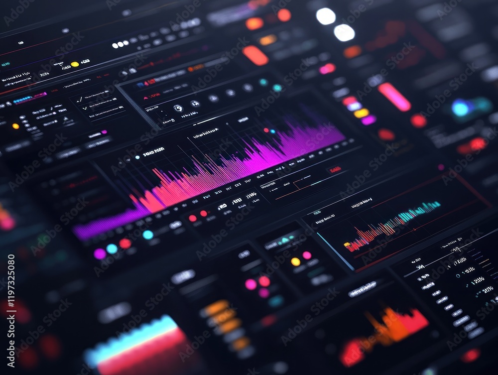 Modern Digital Dashboard Displaying Colorful Data Visualizations and Graphs Modern Digital Dashboard Displaying Colorful Data Visualizations and Graphs