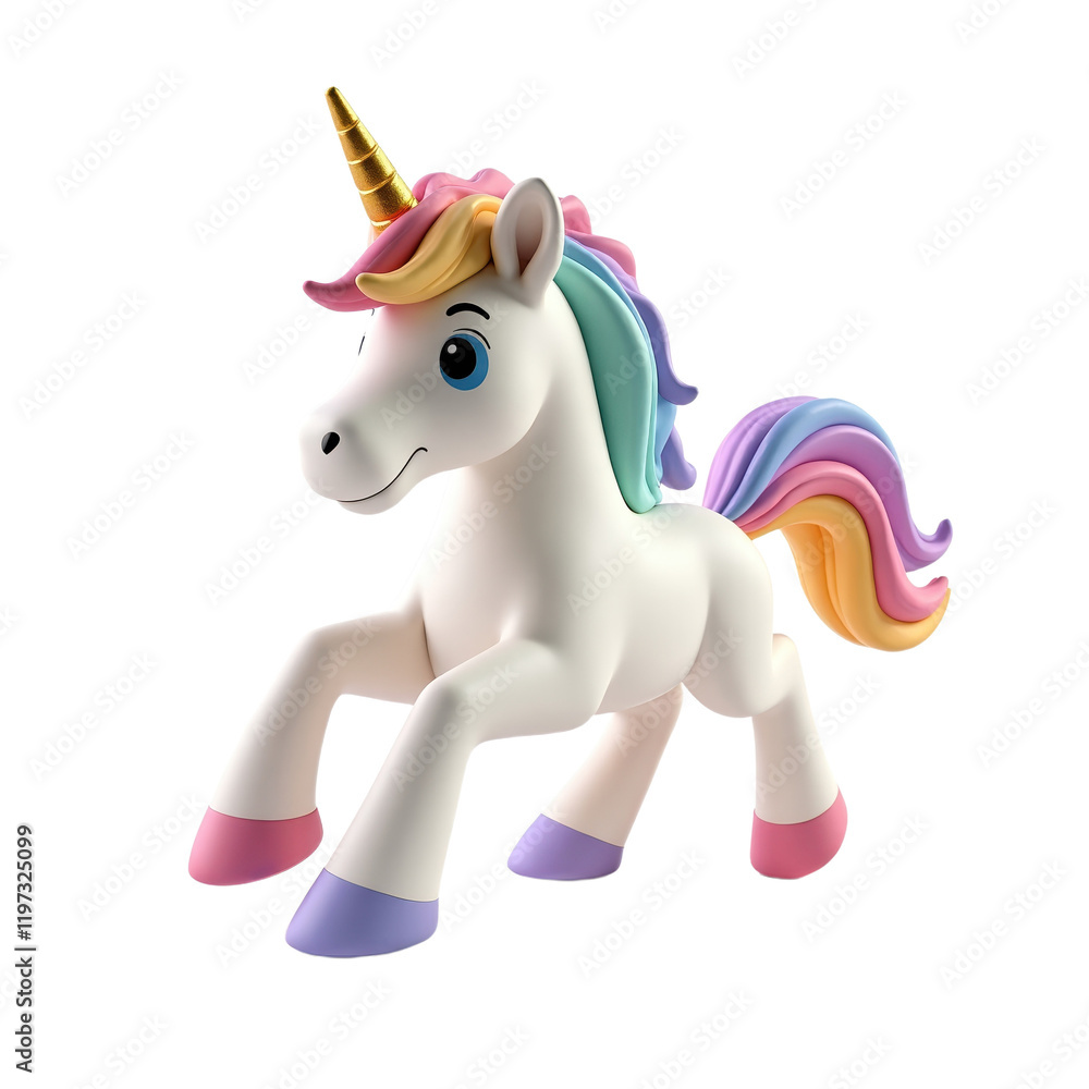 charming 3d-rendered pastel unicorn with a rainbow mane and tail charming 3d-rendered pastel unicorn with a rainbow mane and tail