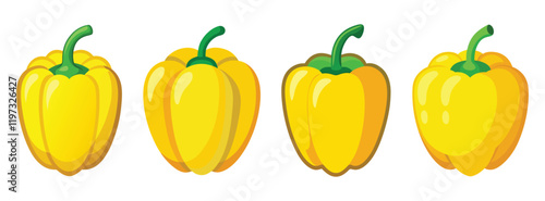 set of yellow capsicum isolated on white