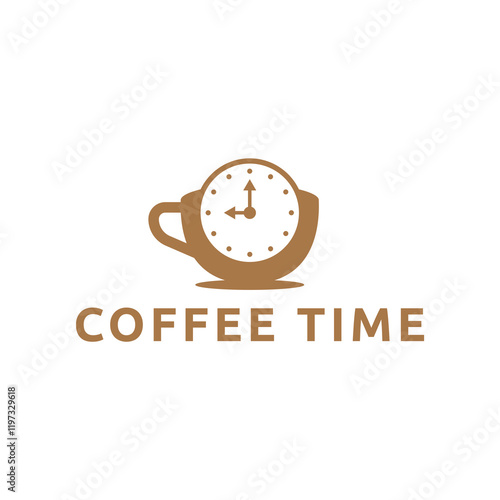 Simple coffee time flat logo illustration.