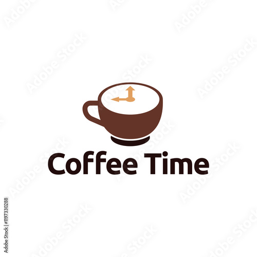 Simple coffee time flat logo illustration.