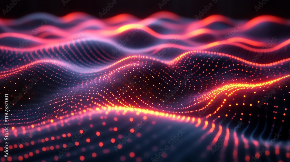 Abstract Red and Pink Illuminated Particle Waves Abstract Red and Pink Illuminated Particle Waves