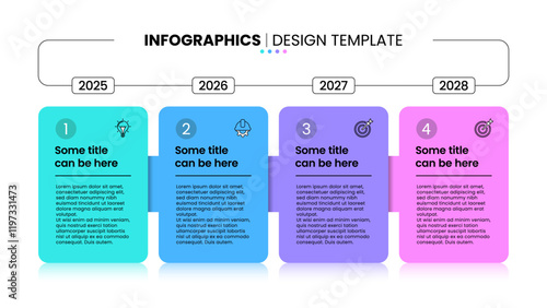 Infographic template. Timeline with 4 banners and years