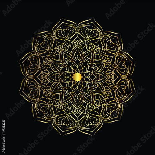 Mandala design golden and black background