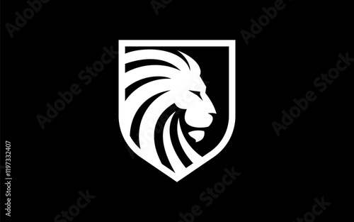 lion logo vector illustration, lion shield logo template