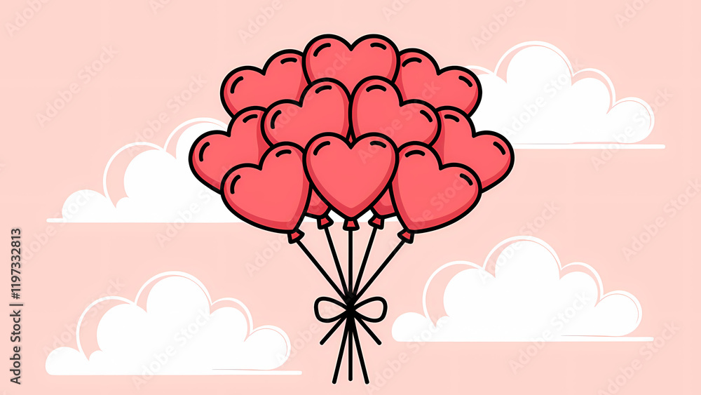 2d layout of hearts balloon in air 2d layout of hearts balloon in air
