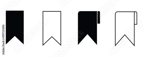 Bookmark icon vector set, bookmark icon with label ribbon symbol, favorite, saving icons vector set isolated on white background. Free Download Bookmark icon vector set, bookmark icon with label ribbon symbol, favorite, saving icons vector set isolated on white background. - GFXLoad