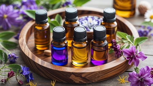 Aromatherapy Oils with Floral Accents for Relaxation and Wellness in Natural Settings and Environments