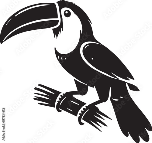 Beautiful Toucan Bird Silhouette vector illustration isolated on white backgournd