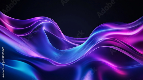 Wallpaper Mural A sleek, modern abstract background with soft curves and gradients in shades of blue and purple against a black backdrop Torontodigital.ca