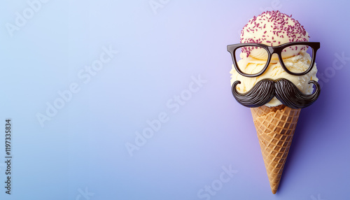 happy father day greeting card with ice cream cone