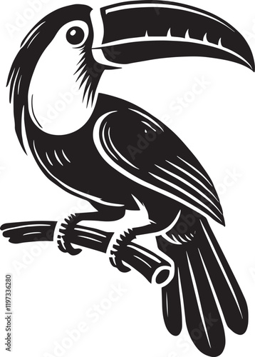 Beautiful Toucan Bird Silhouette vector illustration isolated on white backgournd