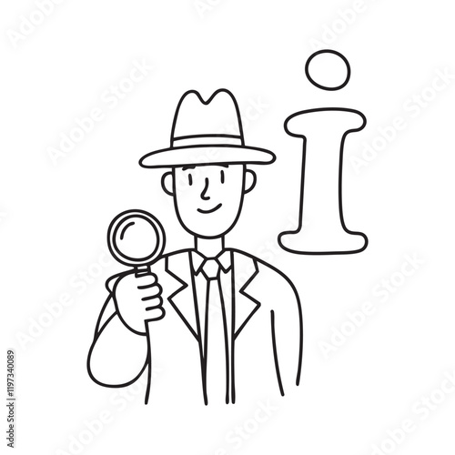 A doodle illustration of letter I and Inspector