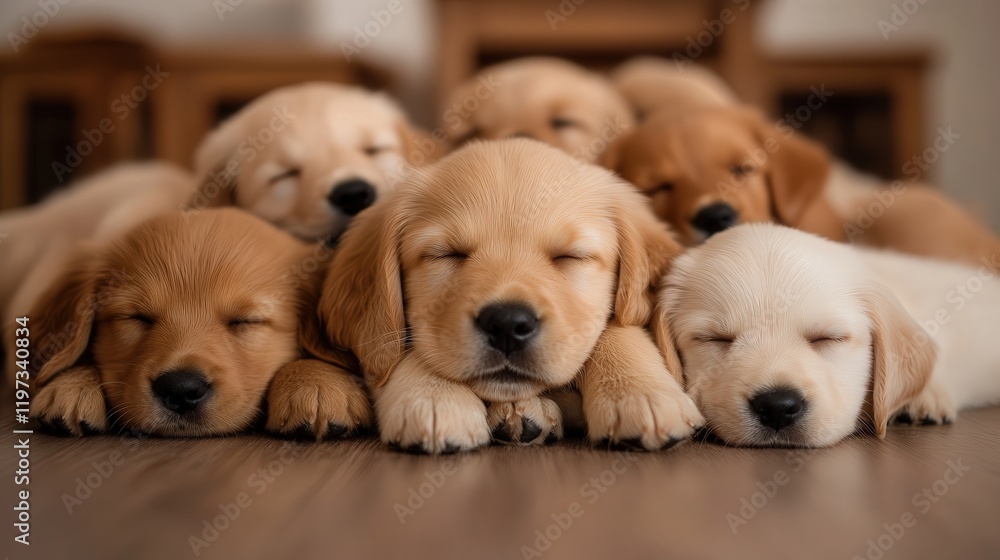 Adorable Group of Playful Puppies Sleeping Peacefully on Soft Floor Blankets Creating a Heartwarming and Joyful Atmosphere of Cuteness and Comfort Adorable Group of Playful Puppies Sleeping Peacefully on Soft Floor Blankets Creating a Heartwarming and Joyful Atmosphere of Cuteness and Comfort