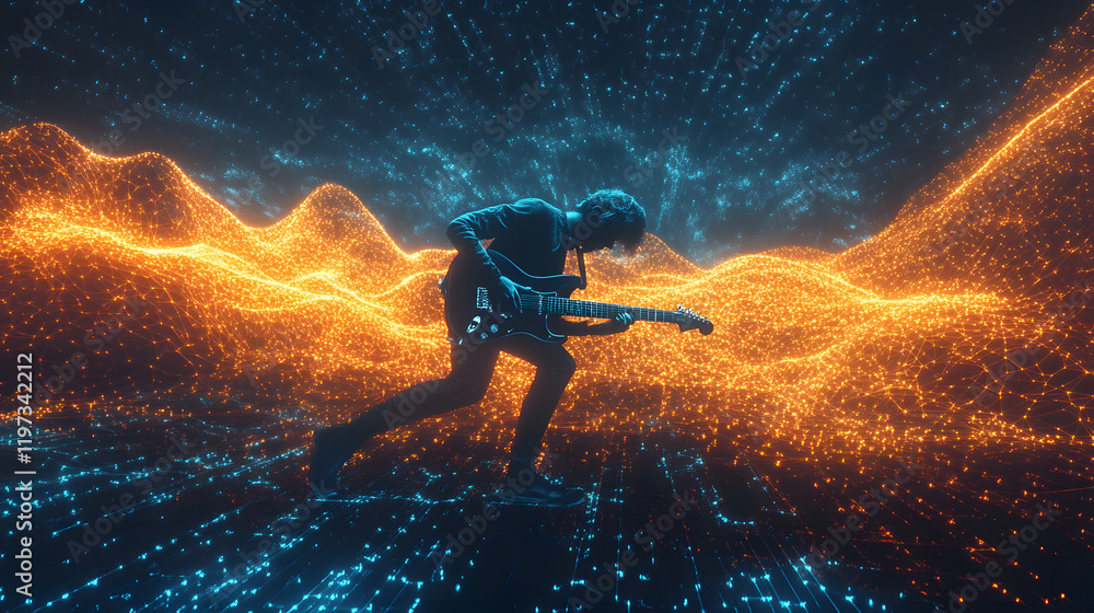 glowing abstract digital wave particles. Futuristic illustration. on background glowing abstract digital wave particles. Futuristic illustration. on background