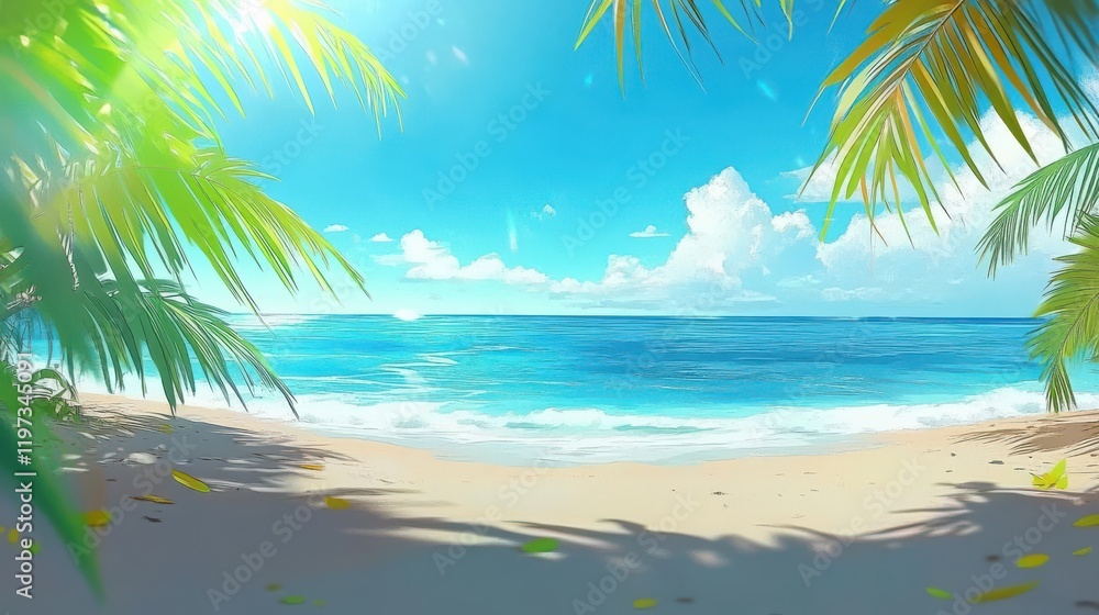 Obraz premium Tropical Beach Paradise: Serene Coastal Scene