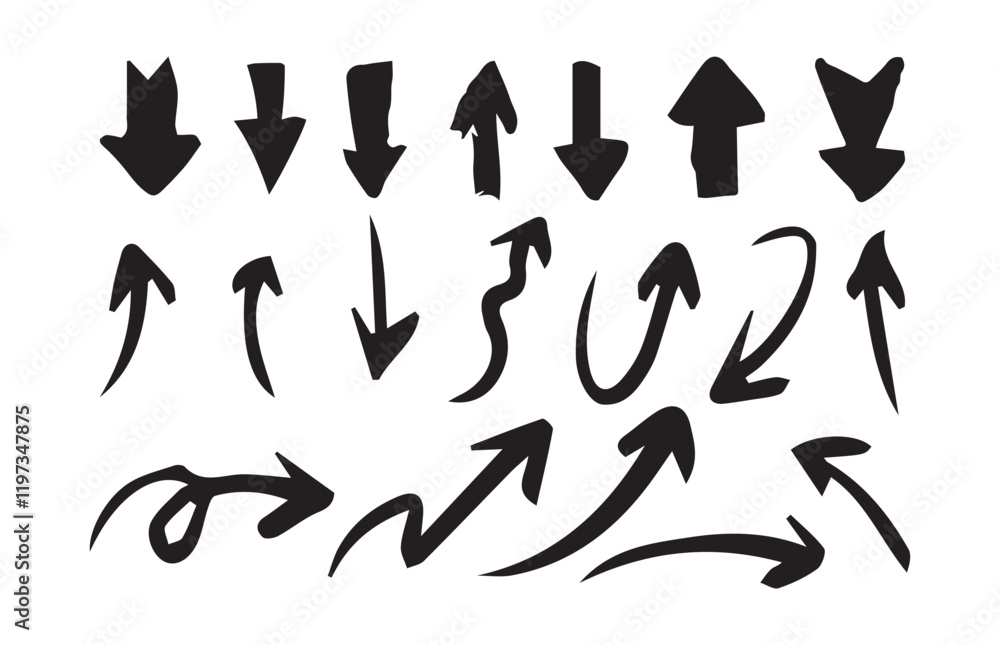 Simple hand drawn black arrows pack. simple lines hand drawn black arrows. vector illustration eps 10 Simple hand drawn black arrows pack. simple lines hand drawn black arrows. vector illustration eps 10