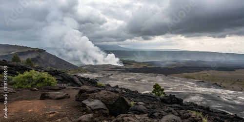 Volkano Landscape Lava Nature Eruption Background photo