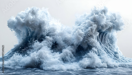 Fototapeta Naklejka Na Ścianę i Meble -  Ocean wave crash, isolated background, power