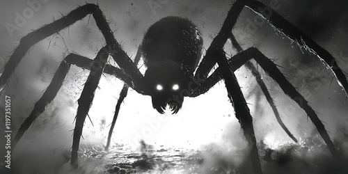 Large spider with glowing eyes