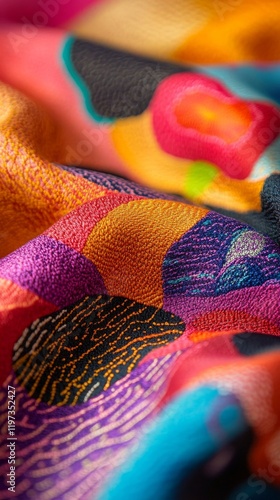 Colorful floral embroidery on fabric showcasing intricate craftsmanship and v...