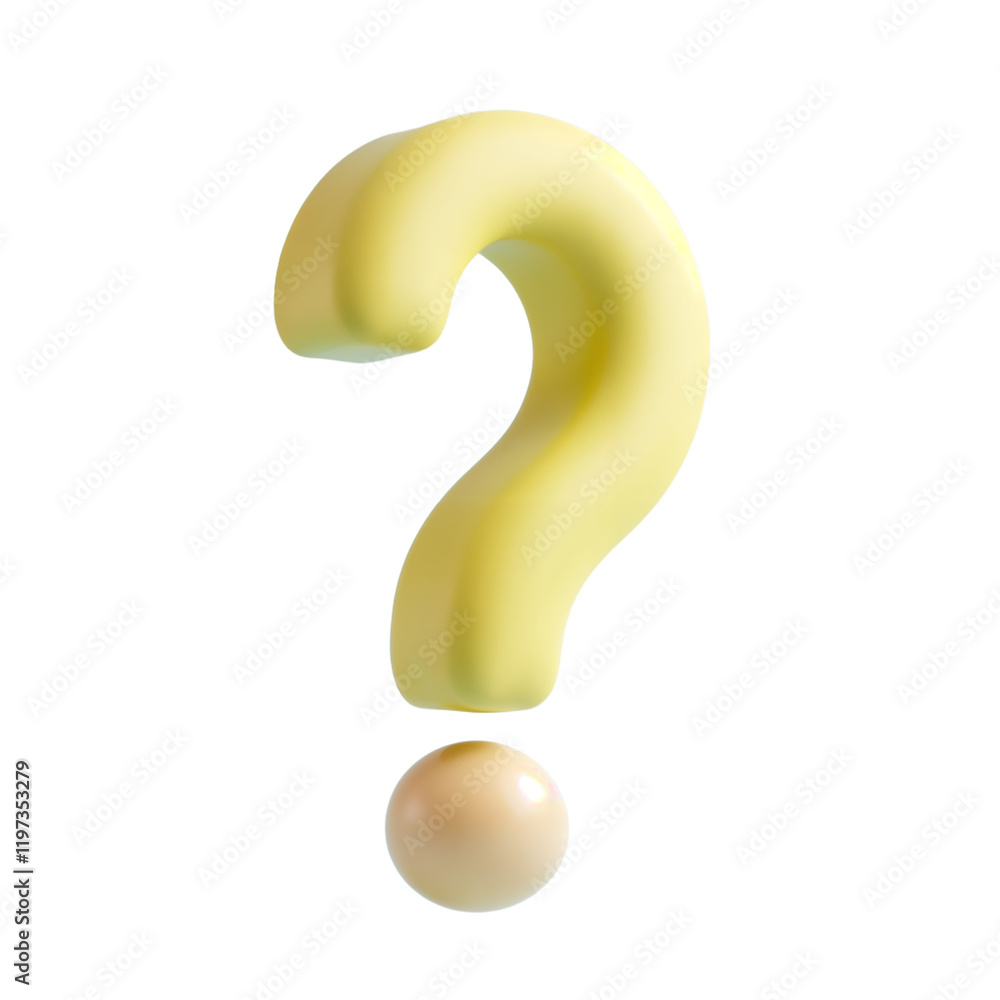Fototapeta premium floating pastel yellow question mark and sphere