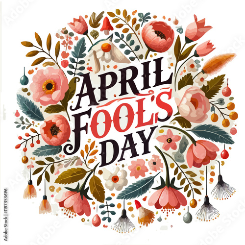 April fool's day, Typography, Fool Day. Colorful text written on a white background
