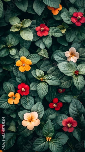Bright and colorful gerbera daisies bloom in a vibrant garden setting during ...