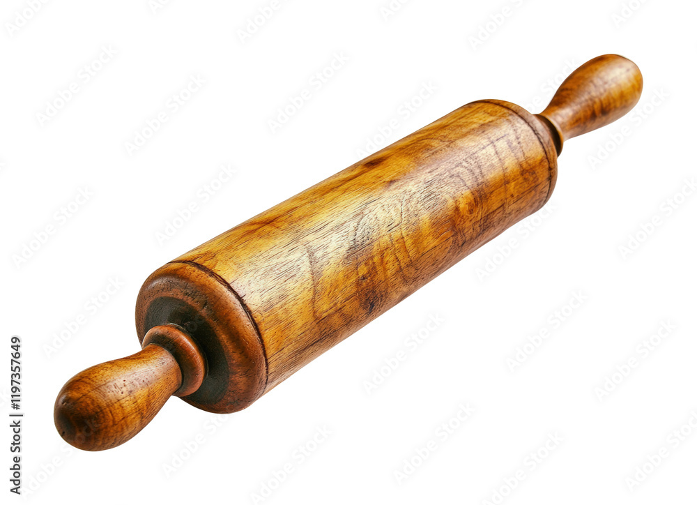 Baking essentials wooden rolling pin on kitchen tools food preparation high fidelity close-up view isolated on transparent background png Baking essentials wooden rolling pin on kitchen tools food preparation high fidelity close-up view isolated on transparent background png