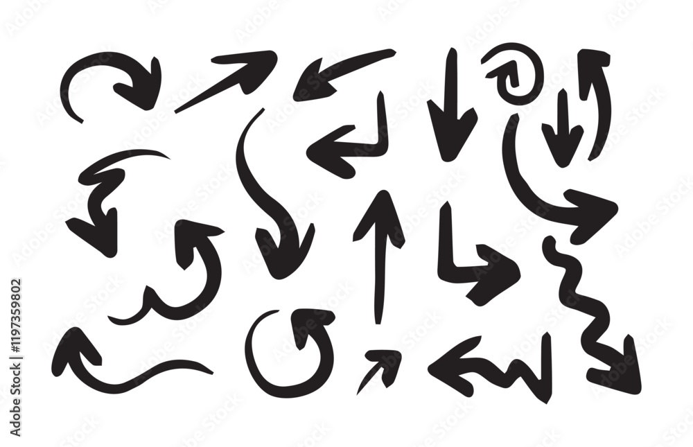 Arrow vector elements hand drawn arrows brush stroke curly arrow collection, vector illustration eps 10 Arrow vector elements hand drawn arrows brush stroke curly arrow collection, vector illustration eps 10