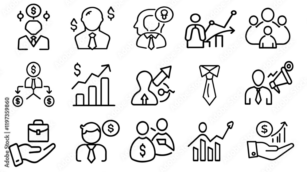 Fototapeta premium Modern Business Icon Set – Vector Graphics