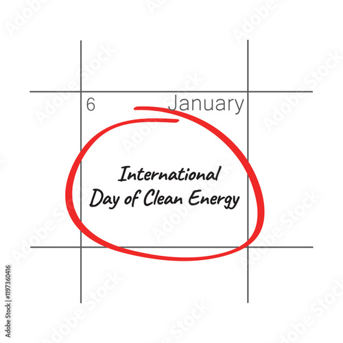 International Day of Clean Energy, January 26 - calendar date.