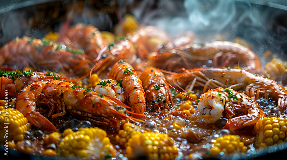Fresh Seafood Boil with Shrimp, Corn, and Aromatic Spices Fresh Seafood Boil with Shrimp, Corn, and Aromatic Spices