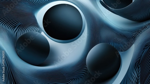 Blue, grey and black geometric abstract banner. Hi-tech vector background