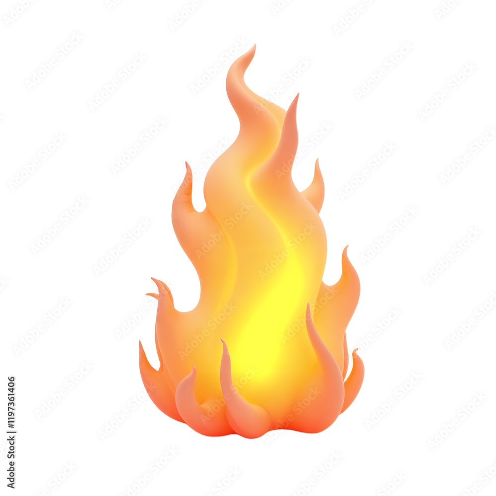 stylized 3d render of a warm and yellow flame