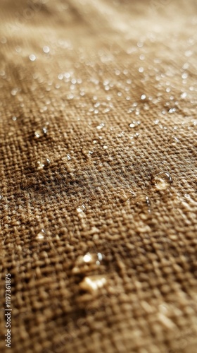 Water droplets glimmer on a delicate fabric surface in a soft light setting